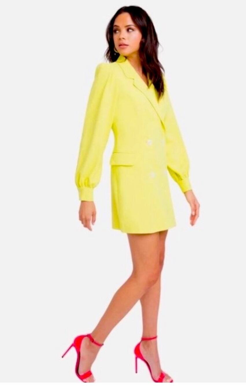 Black Halo Mellow Yellow Olympia Blazer Mini Formal Dress sz 8